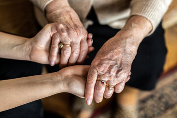 Fototapeta na wymiar Cropped shot of a senior woman holding hands with a nurse