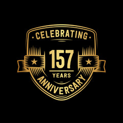 157 years anniversary celebration shield design template. Vector and illustration
