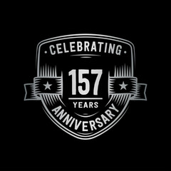 157 years anniversary celebration shield design template. Vector and illustration
