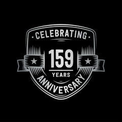159 years anniversary celebration shield design template. Vector and illustration
