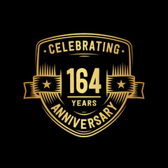 164 years anniversary celebration shield design template. Vector and illustration
