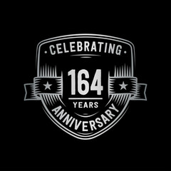 164 years anniversary celebration shield design template. Vector and illustration
