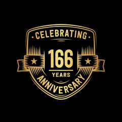 166 years anniversary celebration shield design template. Vector and illustration
