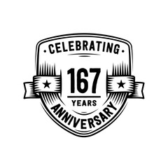 167 years anniversary celebration shield design template. Vector and illustration
