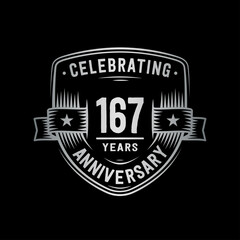 167 years anniversary celebration shield design template. Vector and illustration
