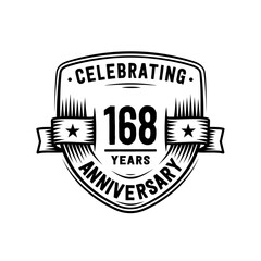 168 years anniversary celebration shield design template. Vector and illustration
