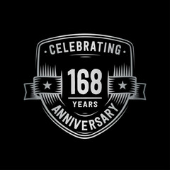 168 years anniversary celebration shield design template. Vector and illustration
