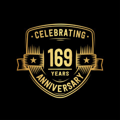 169 years anniversary celebration shield design template. Vector and illustration
