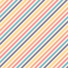 Stripe pattern textured vector in navy blue, orange, red, yellow, beige. Seamless multicolored diagonal herringbone graphic for spring summer dress, skirt, shirt, other modern fashion textile print.