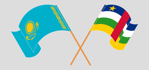 Crossed and waving flags of Kazakhstan and Central African Republic
