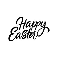 Happy Easter hand drawn brush calligraphy. Easter day vector illustration in flat style. Holiday design for greeting card, invitation, poster. Modern calligraphy isolated on white background