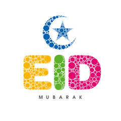 Eid Mubarak greeting card for the Muslim community festival celebration.