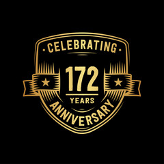 172 years anniversary celebration shield design template. Vector and illustration
