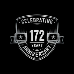 172 years anniversary celebration shield design template. Vector and illustration
