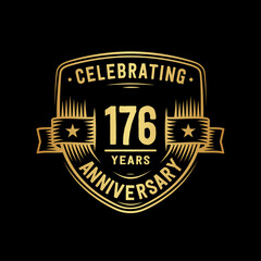 176 years anniversary celebration shield design template. Vector and illustration
