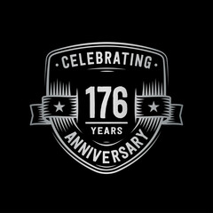 176 years anniversary celebration shield design template. Vector and illustration
