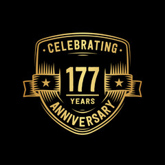 177 years anniversary celebration shield design template. Vector and illustration
