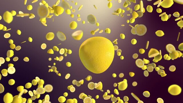 Lemons fly in a seamless loop