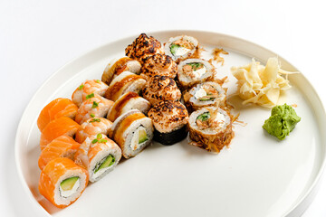 sushi set on the white background