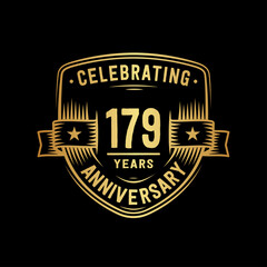 179 years anniversary celebration shield design template. Vector and illustration
