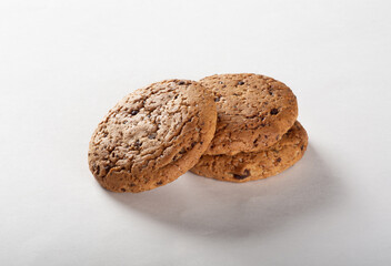 Oatmeal cookies. Oatmeal cookies with chocolate chips on a white background.