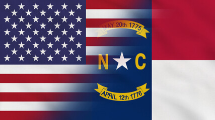 North Carolina State - USA - Crumpled Fabric Flag. USA Flag. State of North Carolina Flag. North America Flags. Celebration. Surface Texture. Background Fabric.