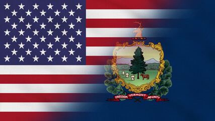 Vermont State - USA - Crumpled Fabric Flag. USA Flag. State of Vermont Flags. North America Flags. Celebration. Surface Texture. Background Fabric. © DaukeR