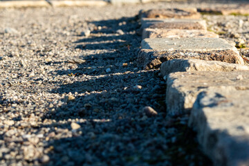 following a stone lined path