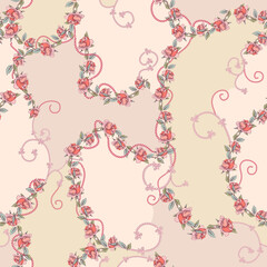 Roses Garland Seamless Pattern.