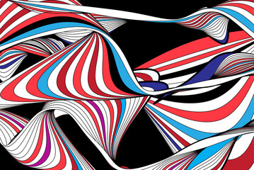Fototapeta na wymiar Abstract linear vector background with waves and stripes