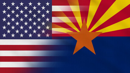 Arizona State - USA - Crumpled Fabric Flag. USA Flag. State of Arizona Flags. North America Flags. Celebration. Surface Texture. Background Fabric.