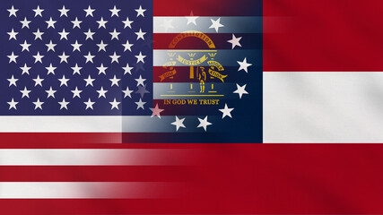 Georgia State - USA - Crumpled Fabric Flag. USA Flag. State of Georgia Flags. North America Flags. Celebration. Surface Texture. Background Fabric.