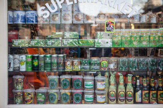 AMSTERDAM - MAY 13: Candy and cookies with marijuana for sale in the coffeeshop on May 13, 2015 in Amsterdam.