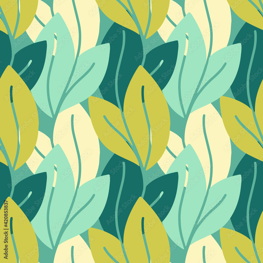 Poster vector seamless pattern with leaves, repeatable minimalistic background. repeatable botanical backdr