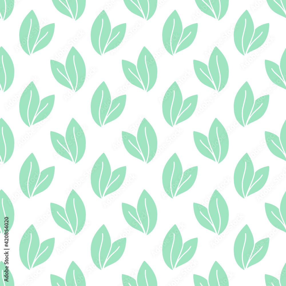 Poster vector seamless pattern with leaves, repeatable minimalistic background. repeatable botanical backdr