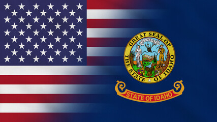 Idaho State - USA - Crumpled Fabric Flag. USA Flag. State of Idaho Flags. North America Flags. Celebration. Surface Texture. Background Fabric.