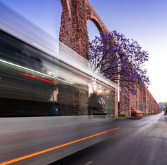 Jacarandas Long Exposure of Los Arcos, Querétaro, México