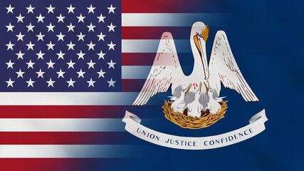 Louisiana State - USA - Crumpled Fabric Flag. USA Flag. State of Louisiana Flags. North America Flags. Celebration. Surface Texture. Background Fabric.