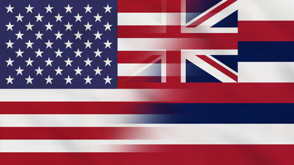 Obraz na płótnie Canvas Hawaii State - USA - Crumpled Fabric Flag. USA Flag. State of Hawaii Flags. North America Flags. Celebration. Surface Texture. Background Fabric.