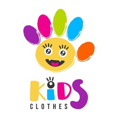 Kids logo art bright colorful paint print of the palm of baby hand with fingers.Design templates creative children's sign,symbol kindergarten,toys shop,kid clothing store,art school,kids play icon.