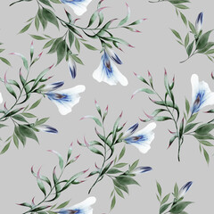Beautiful watercolor seamless pattern with flowers. Hand drawn. - 420856053