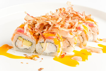 sushi set on the white plate