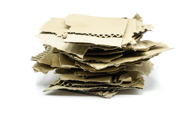 Corrugated cardboard stack isolated on white background
