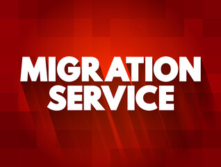 Migration Service text quote, concept background