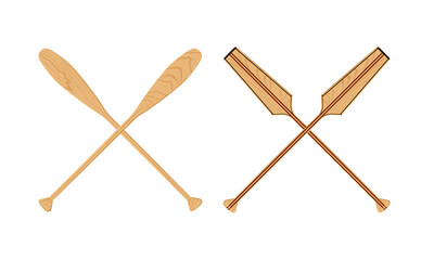 Crossed oar sign in flat style, vector