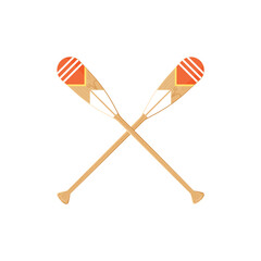 Crossed oars set in cartoon style, vector