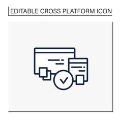 Cross browser compatibility line icon. Synchronizing all data in different devices. Sharing data. Digitalization concept. Isolated vector illustration.Editable stroke