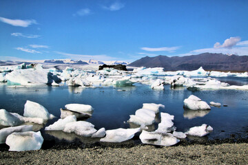 A view of the Jokulsarlon Glacier Lagoon in Iceland
