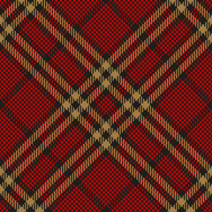 Tartan plaid pattern abstract tweed in black, red, brown gold. Seamless glen check background vector for jacket, coat, skirt, other modern spring autumn winter everyday wool fashion fabric design.
