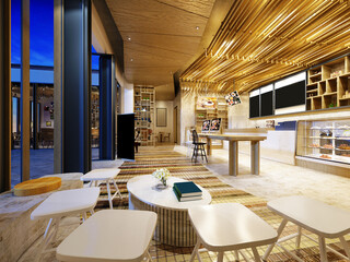 3d render of bakery house, coffee shop